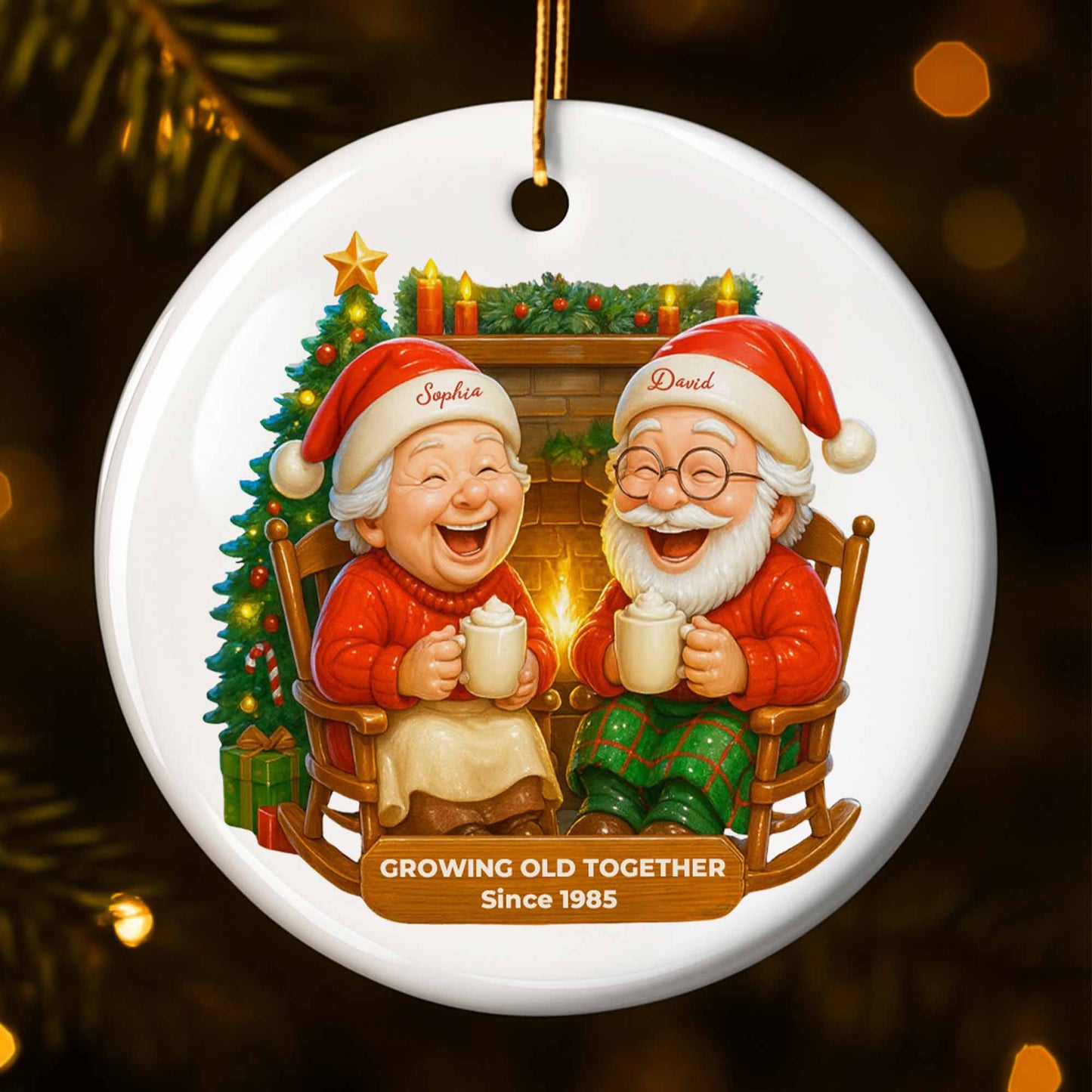 Growing Old Together, Santa Hats And Fireplace