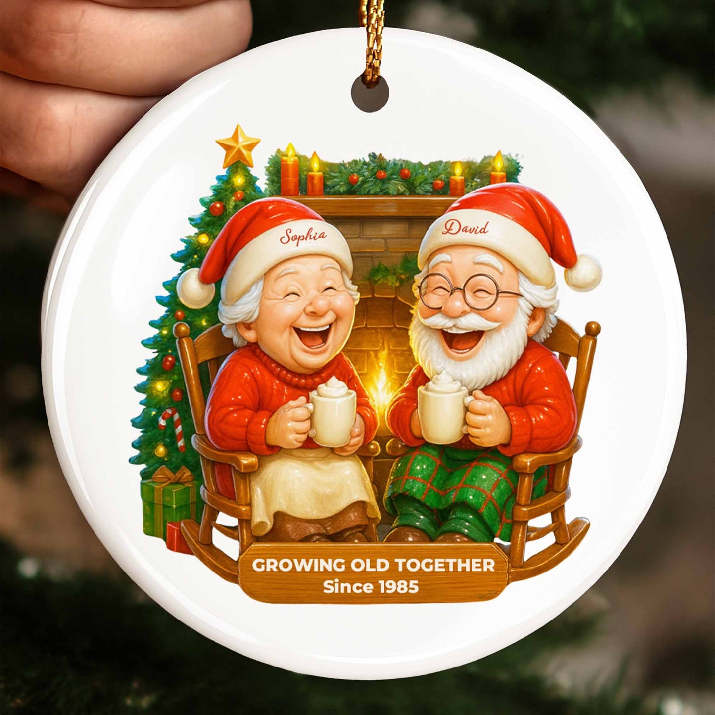 Growing Old Together, Santa Hats And Fireplace