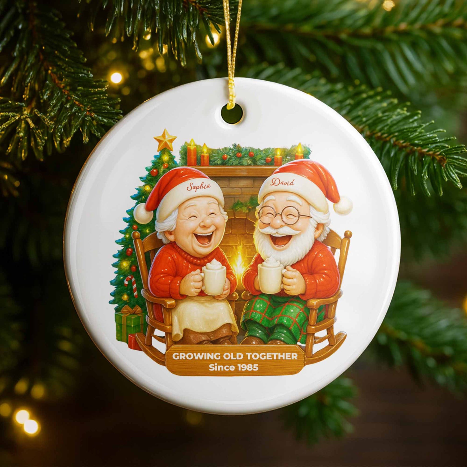 Growing Old Together, Santa Hats And Fireplace