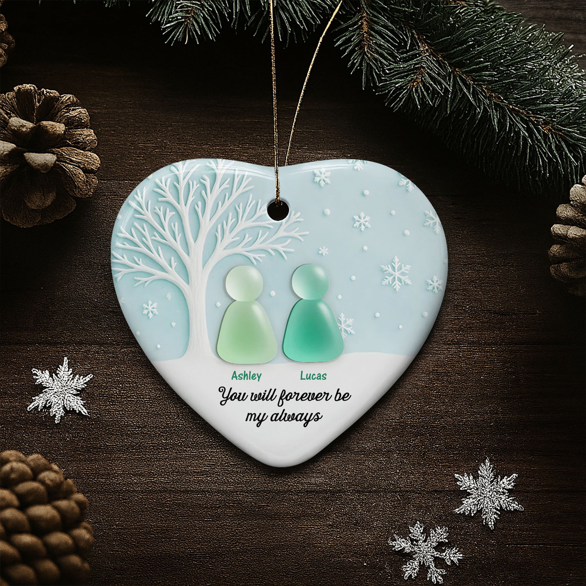 You & Me, We Got This, Tree And Snowflakes Heart Ornament