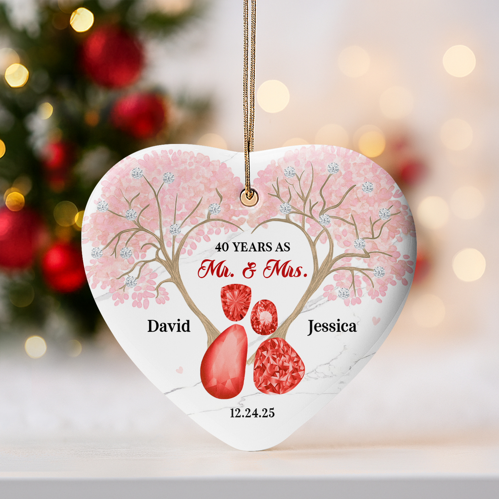 40 Years As Mr And Mrs, Heart And Flowers