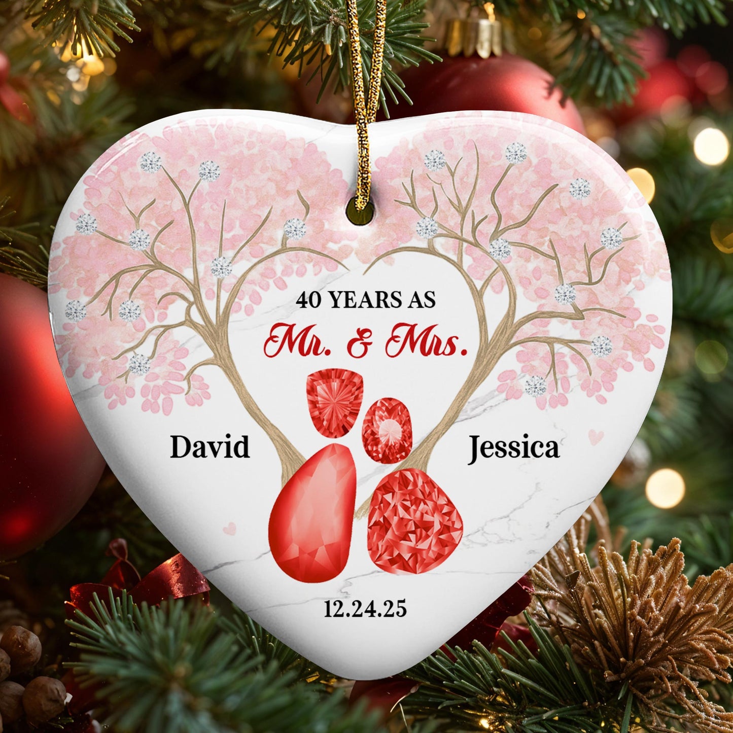 40 Years As Mr And Mrs, Heart And Flowers