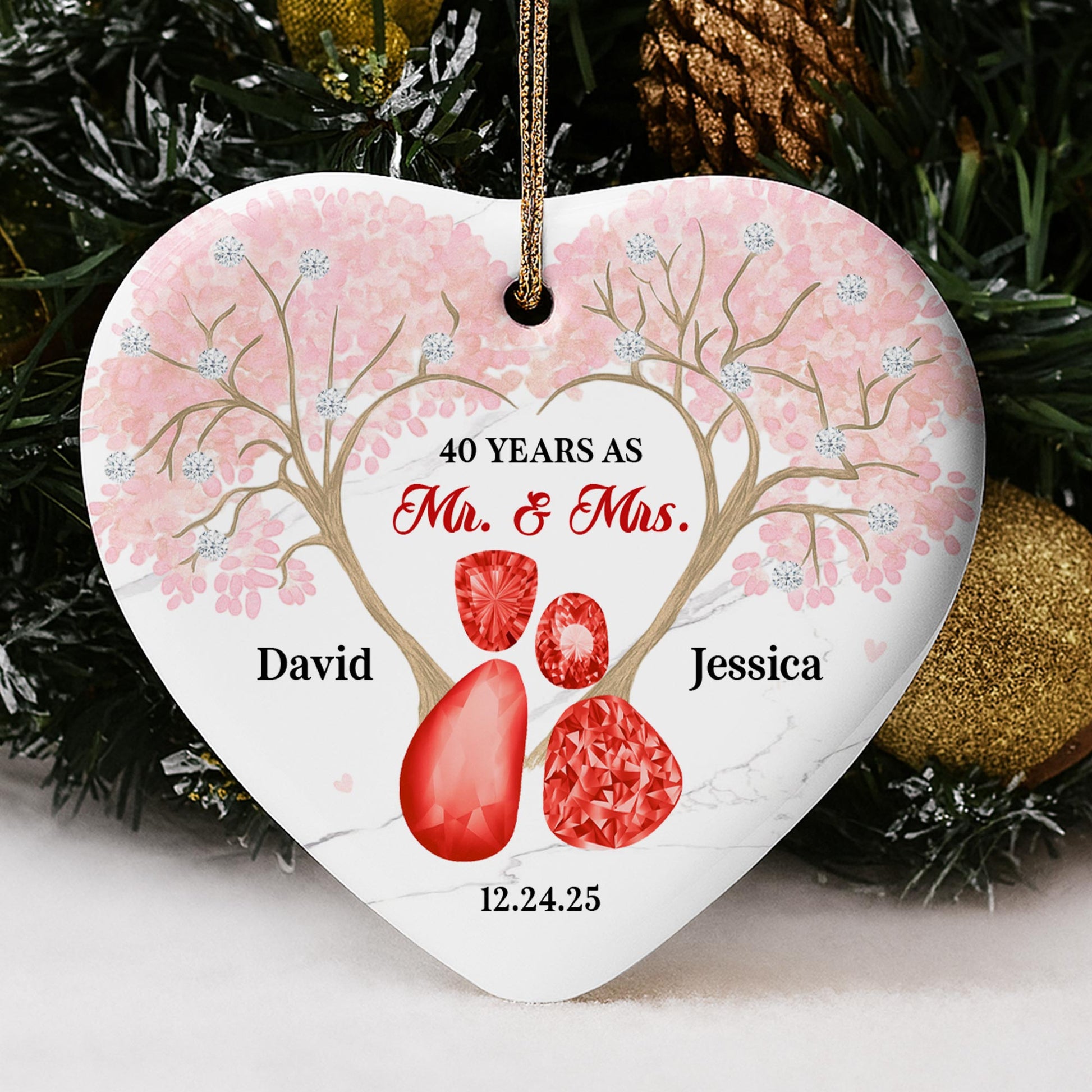 40 Years As Mr And Mrs, Heart And Flowers