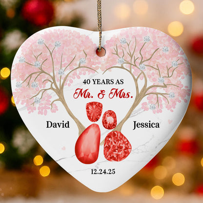 40 Years As Mr And Mrs, Heart And Flowers