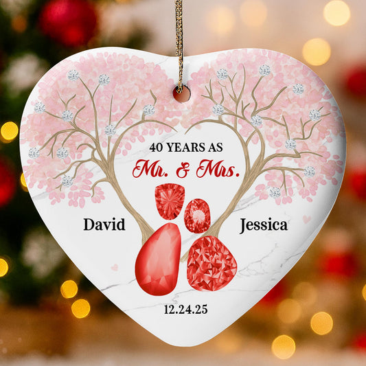 40 Years As Mr And Mrs, Heart And Flowers