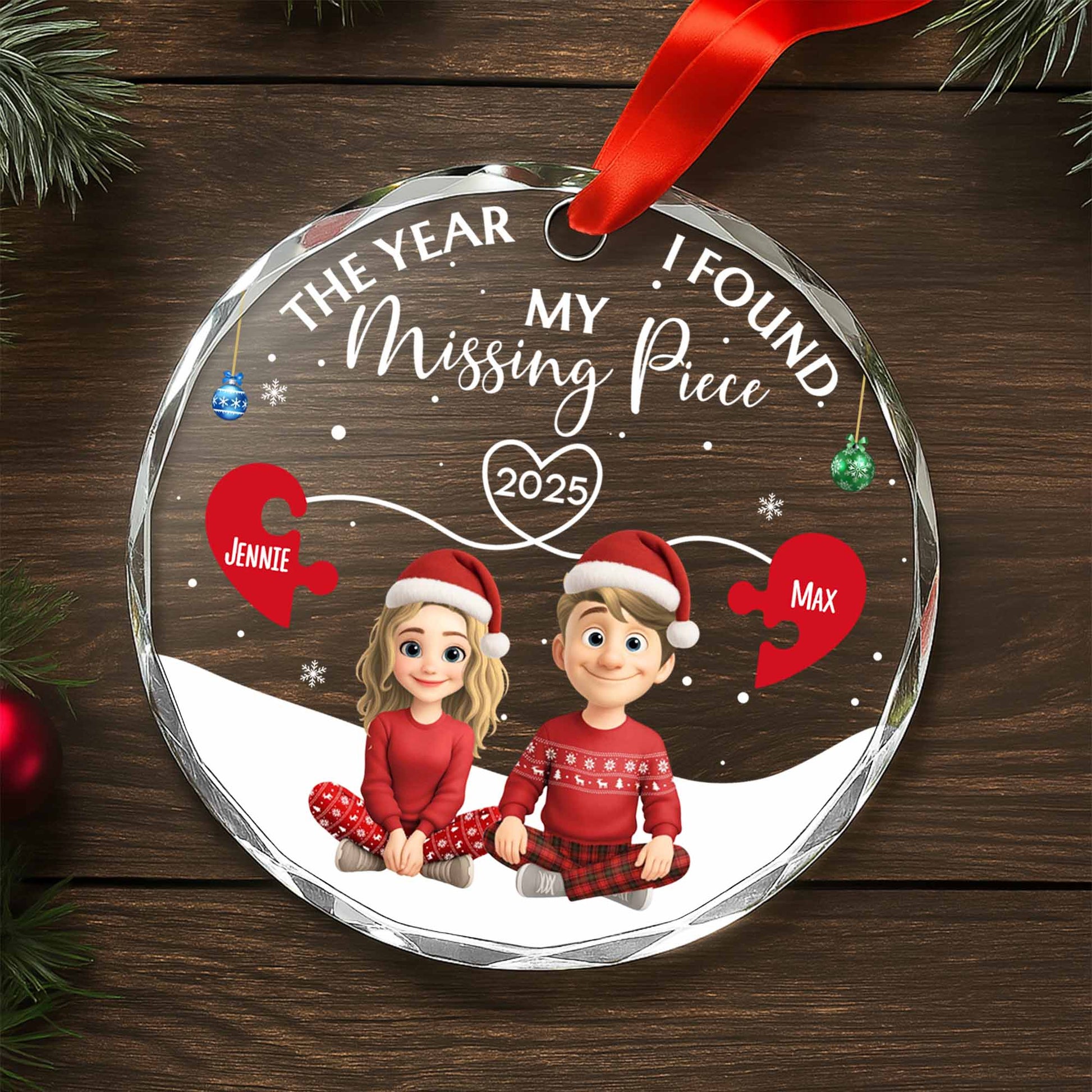 The Year I Found My Missing Piece, Cartoon Couple With Christmas Hats