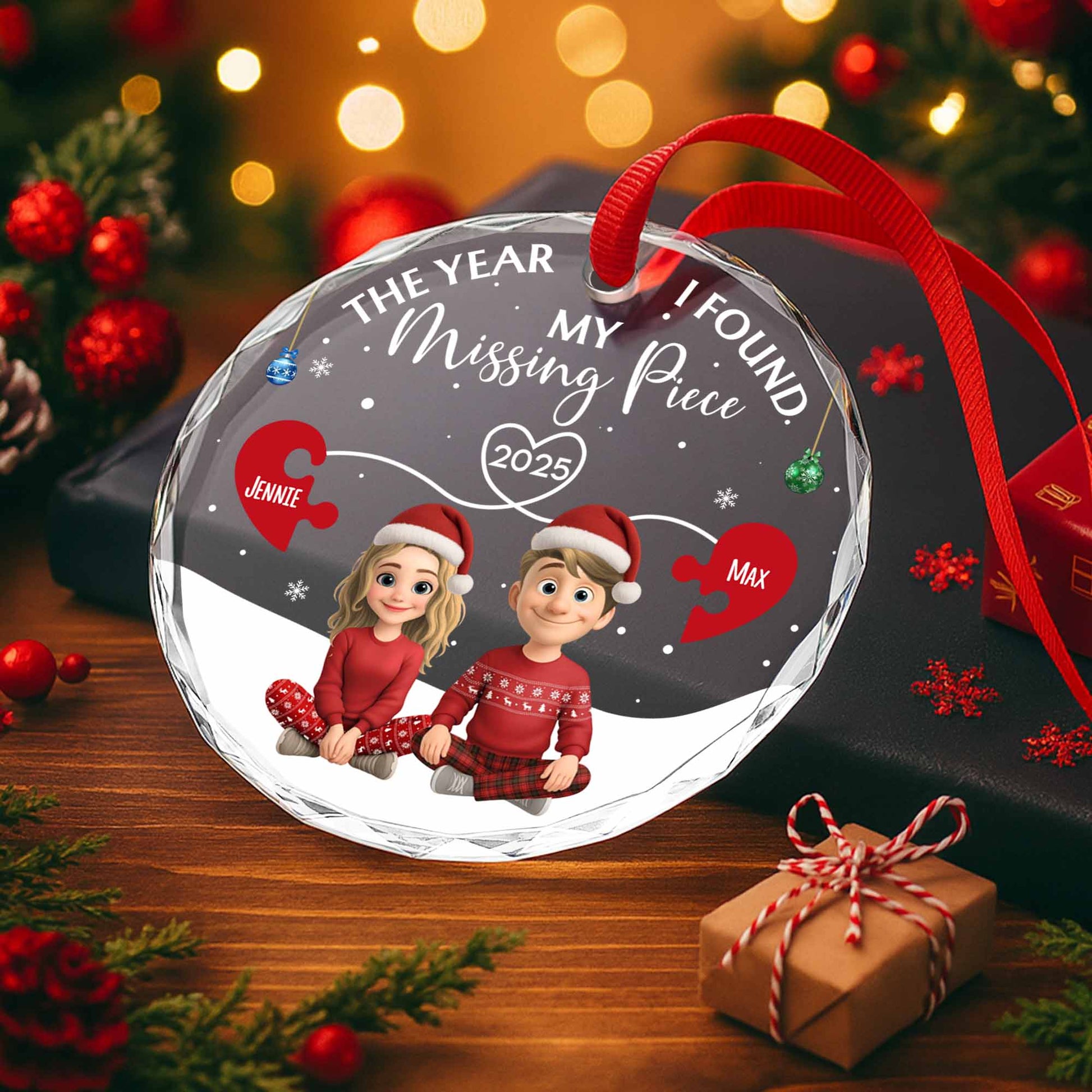 The Year I Found My Missing Piece, Cartoon Couple With Christmas Hats