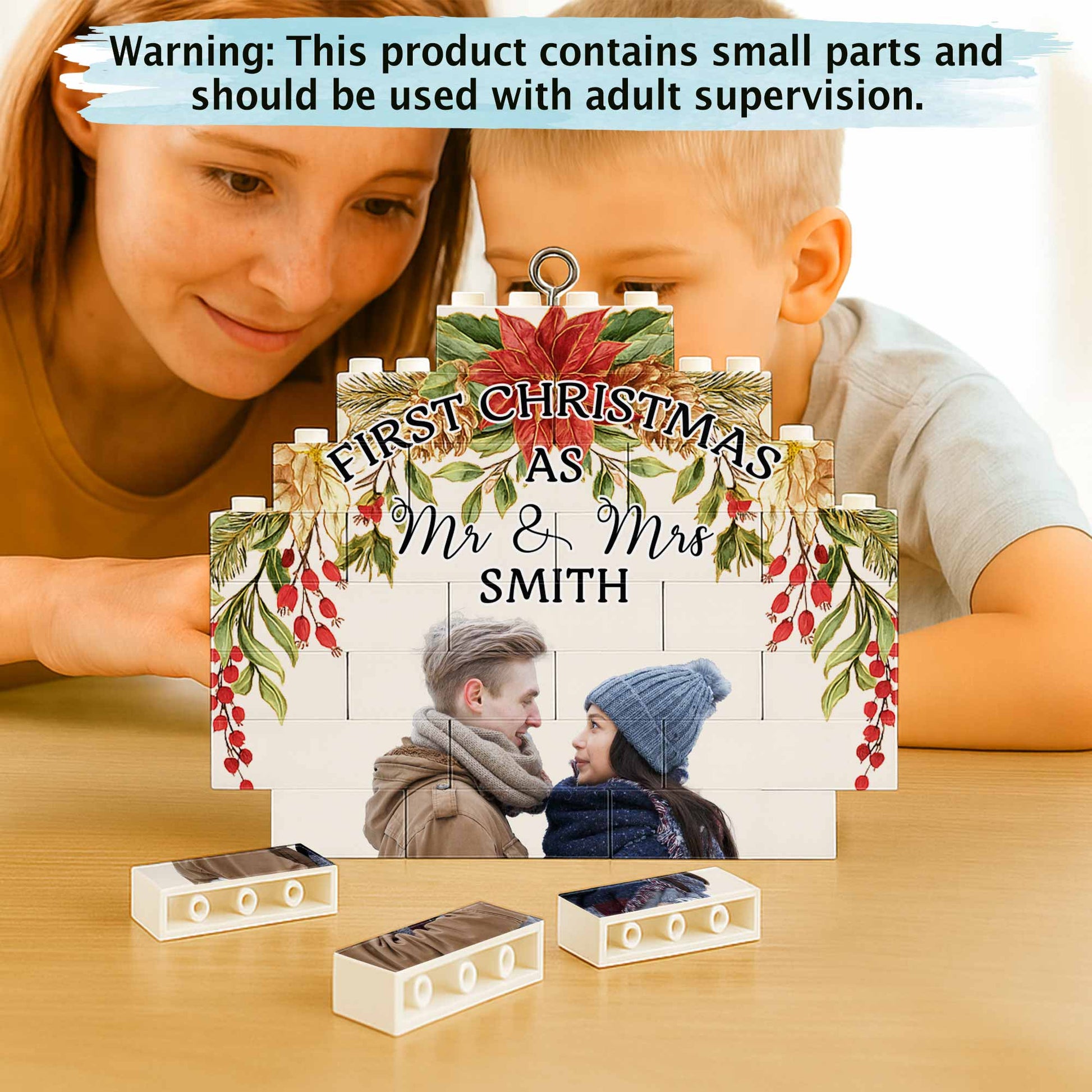 First Christmas As Mr. & Mr. With Poinsettias And Holly Berries