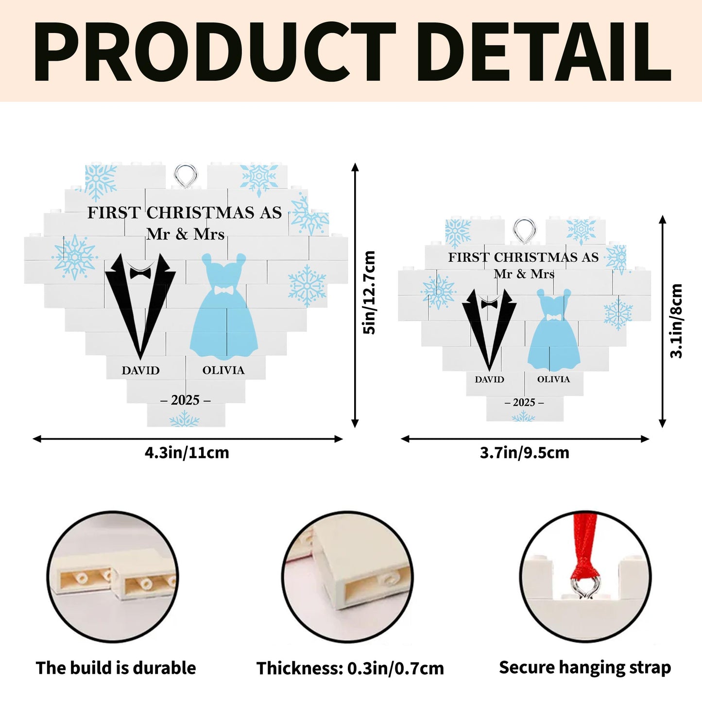 First Christmas As Mr & Mr With Snowflakes And Tuxedos - Personalized Custom Heart Puzzle Ornament - CPL821_HBO