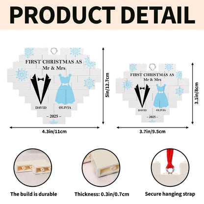 First Christmas As Mr & Mr With Snowflakes And Tuxedos - Personalized Custom Heart Puzzle Ornament - CPL821_HBO