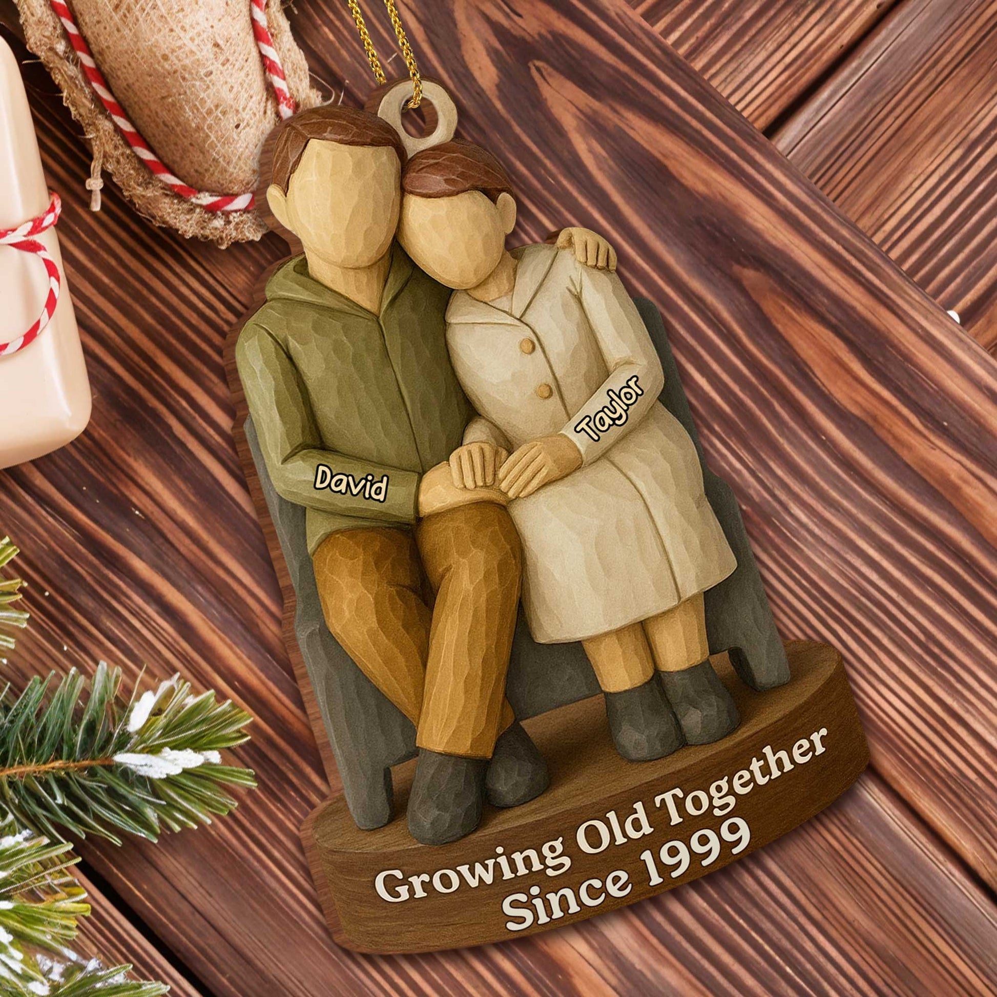 Growing Old Together, Personalized Couple On Bench