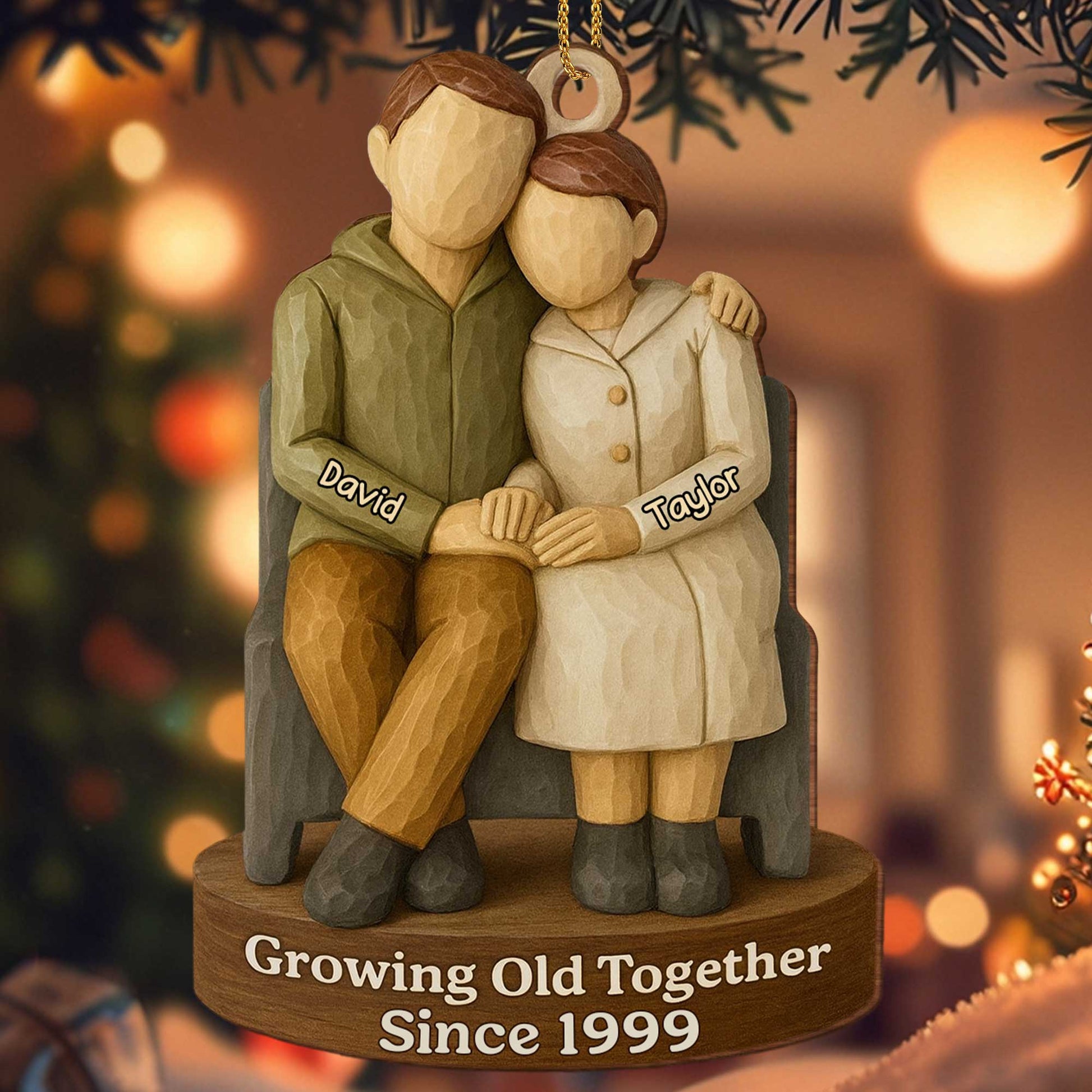 Growing Old Together, Personalized Couple On Bench