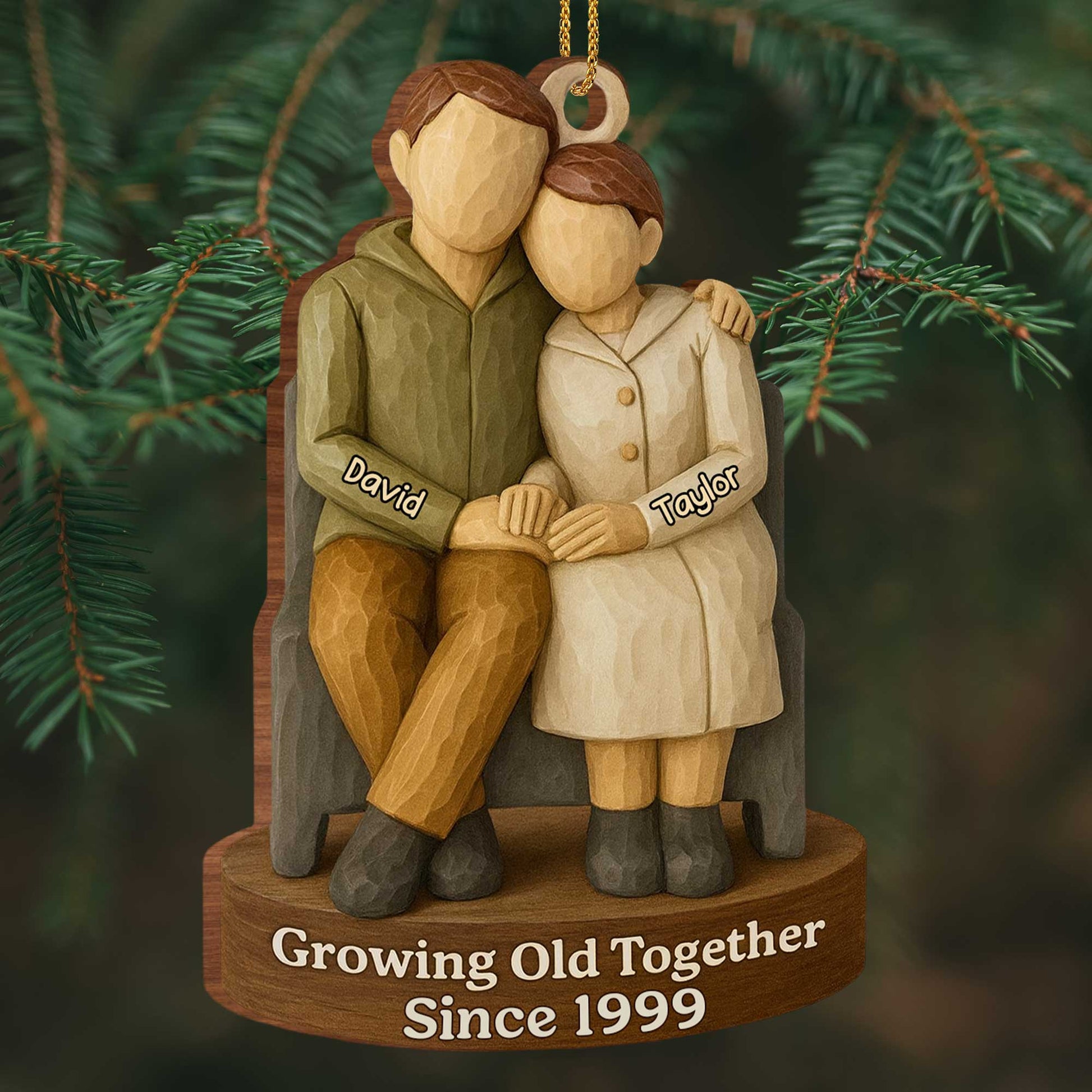 Growing Old Together, Personalized Couple On Bench
