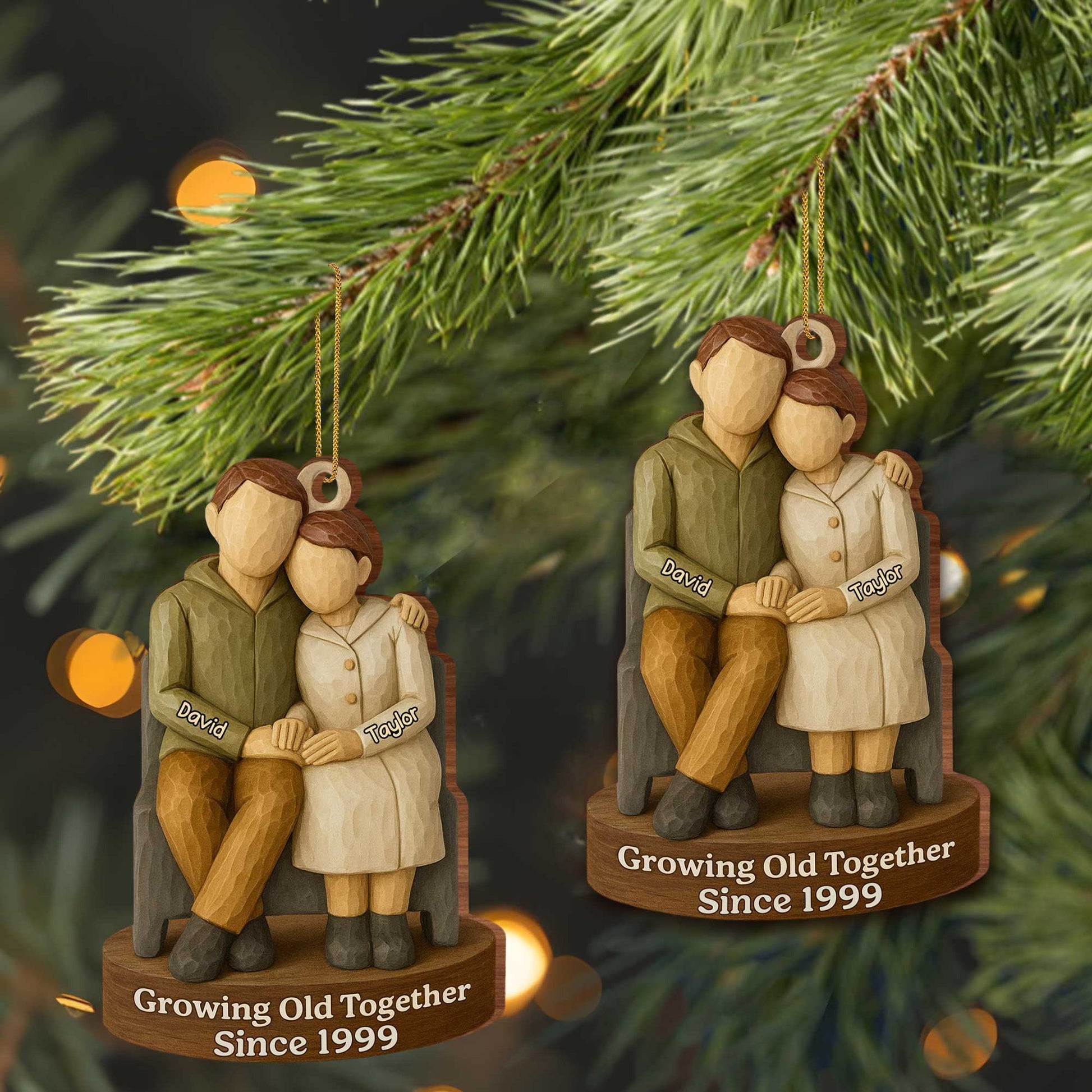 Growing Old Together, Personalized Couple On Bench