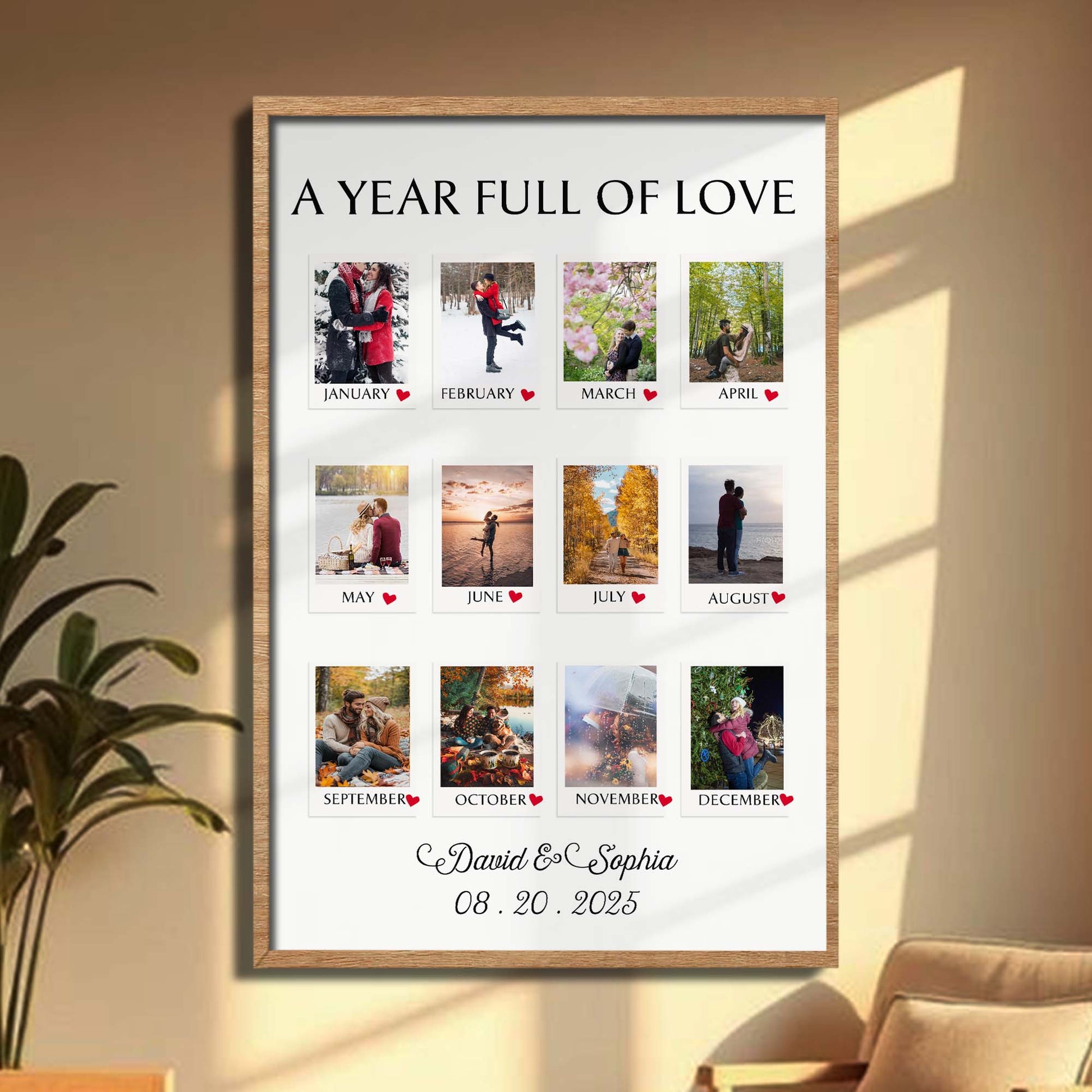 A Year Full Of Love With Monthly Photos And Heart Symbols