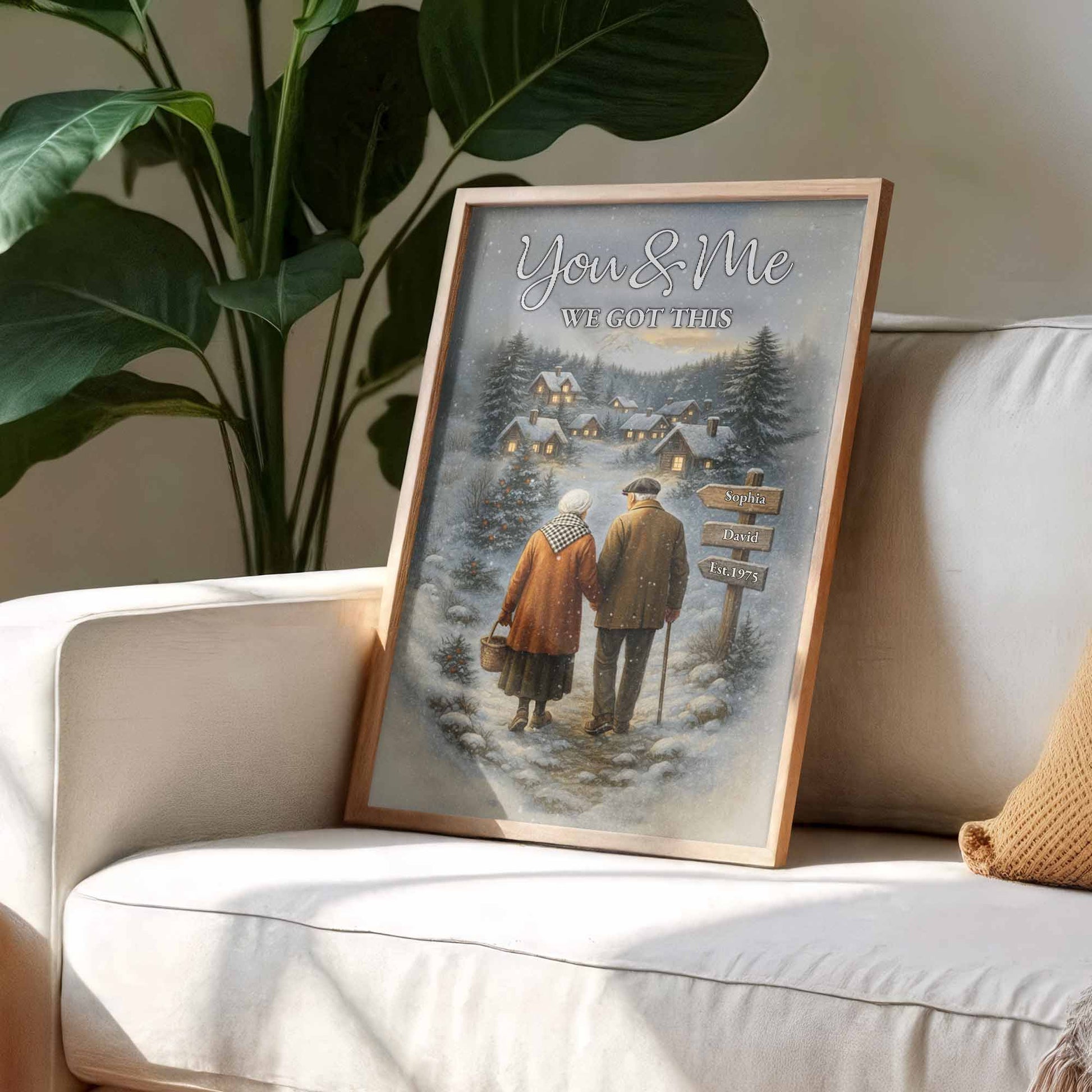 You & Me We Got This, Elderly Couple In Snowy Village