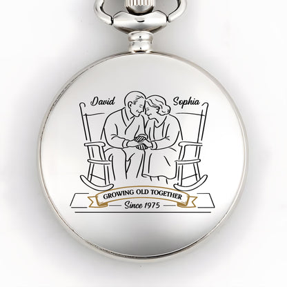 Growing Old Together, Elderly Couple On Rocking Chairs