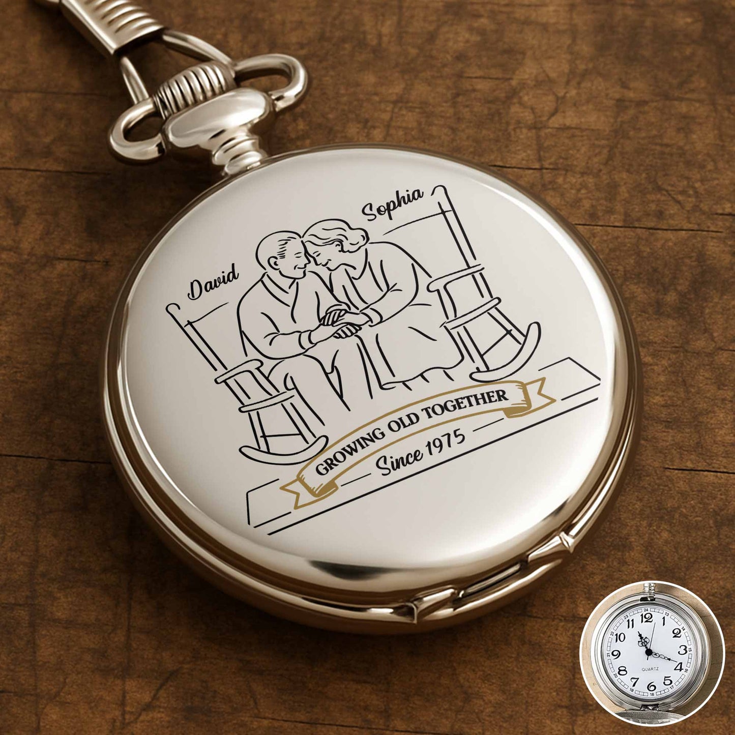 Growing Old Together, Elderly Couple On Rocking Chairs