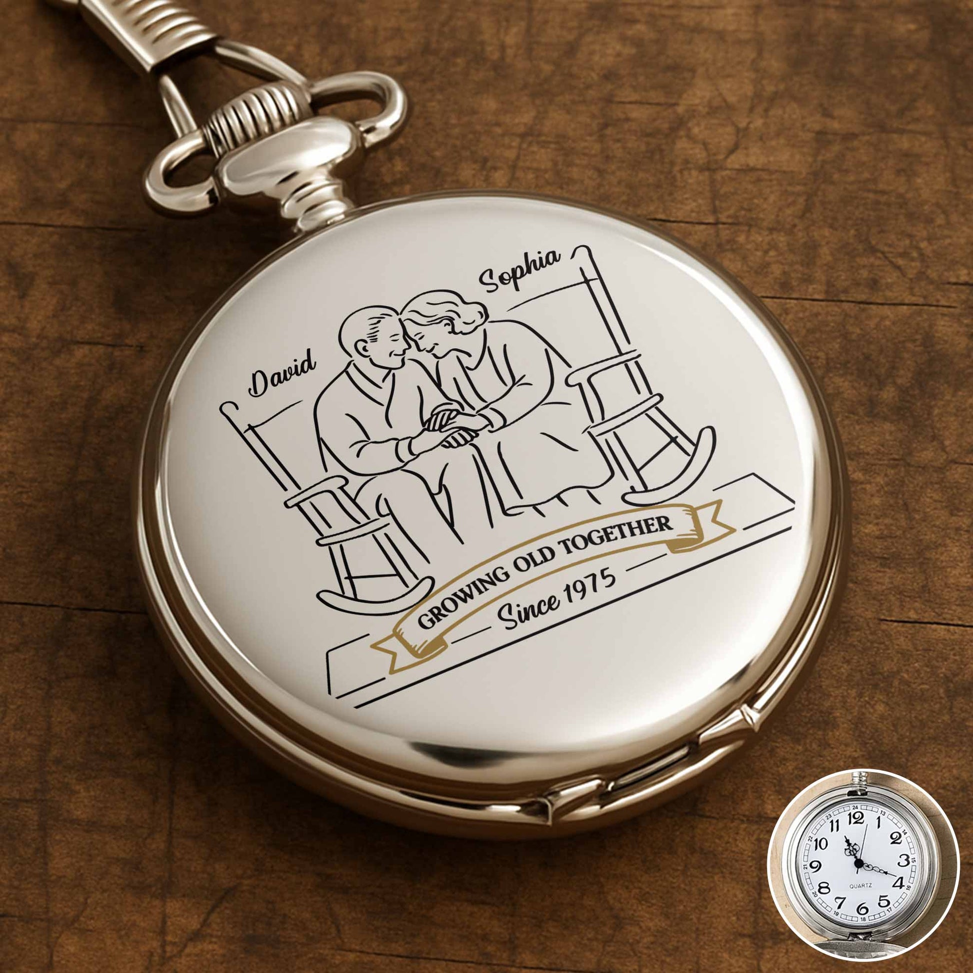 Growing Old Together, Elderly Couple On Rocking Chairs