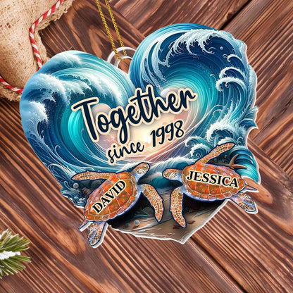 Together Since [Custom Year], Heart Shaped with Sea Turtles