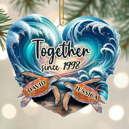 Together Since [Custom Year], Heart Shaped with Sea Turtles