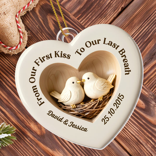 From Our First Kiss To Our Last Breath, Heart-Shaped Doves Ornament