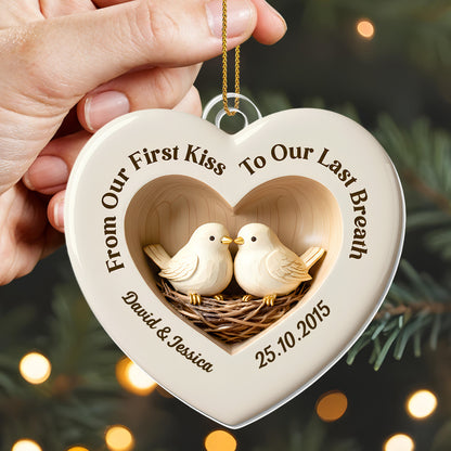 From Our First Kiss To Our Last Breath, Heart-Shaped Doves Ornament