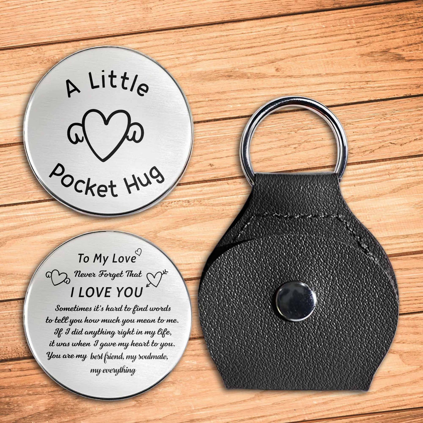A Little Pocket Hug, Heart And Keychain Love Token - Personalized Custom Pocket Hug - CPL836_HTOK