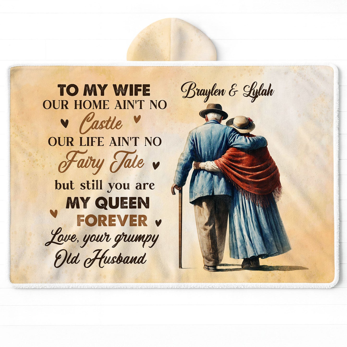 To My Wife, My Queen Forever, Elderly Couple Design