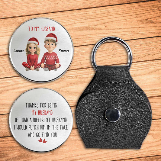 To My Husband, Thanks For Being My Husband, Cartoon Couple With Santa Hats