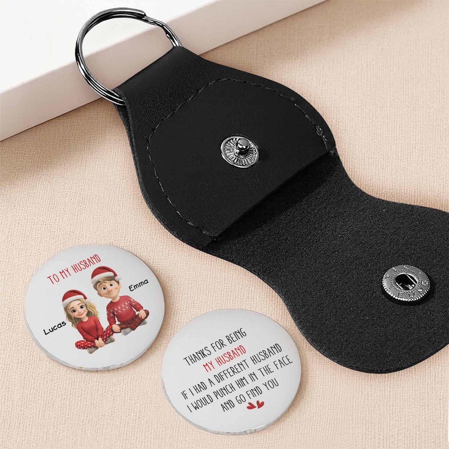 To My Husband, Thanks For Being My Husband, Cartoon Couple With Santa Hats