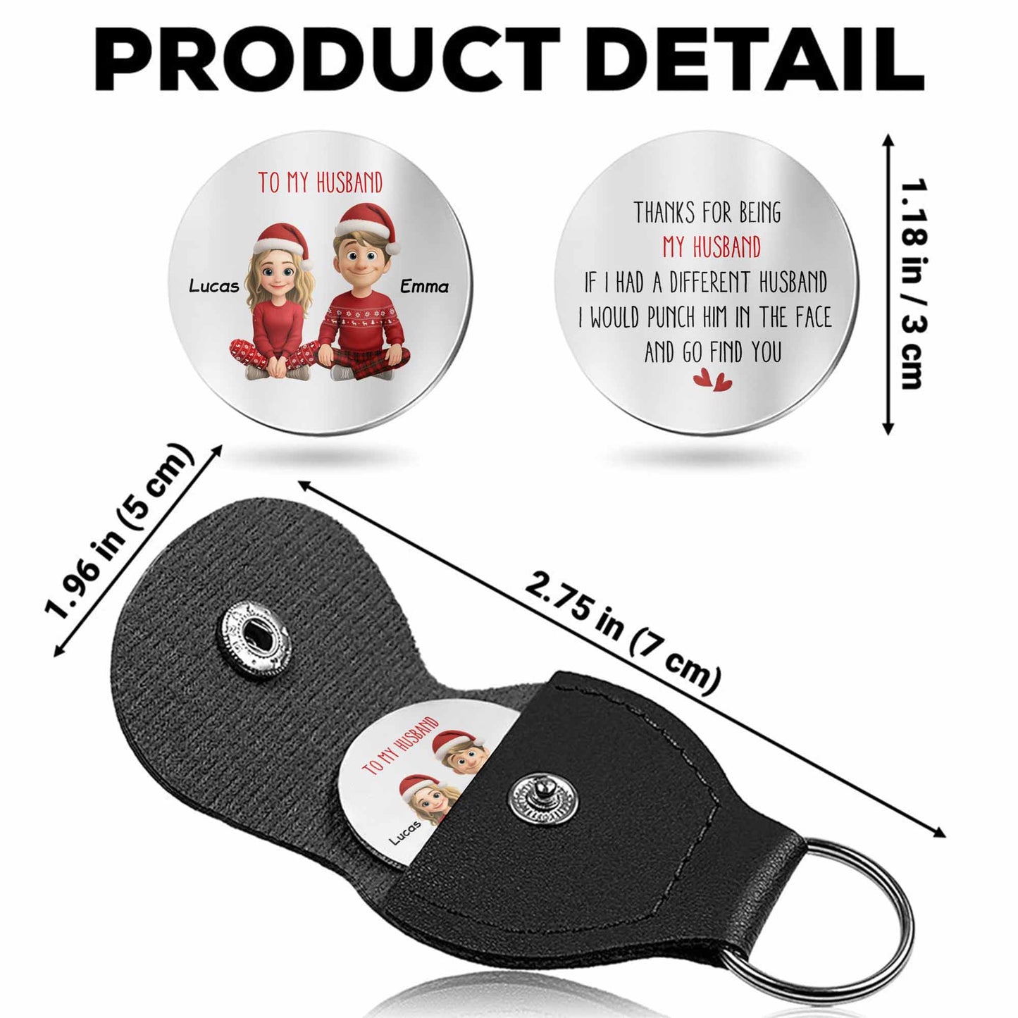 To My Husband, Thanks For Being My Husband, Cartoon Couple With Santa Hats