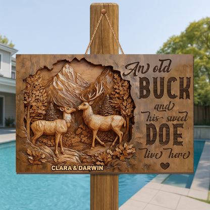 An Old Buck And His Sweet Doe, Woodland Decor