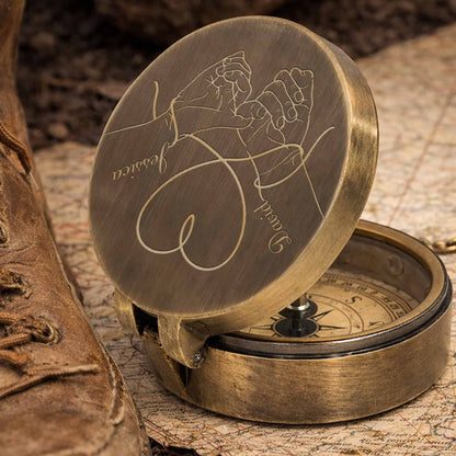 So You Always Find Your Way Back To Me Pinky Swear Heart Pine Trees - Personalized Engraved Brass Compass - CPL840_ECPASS
