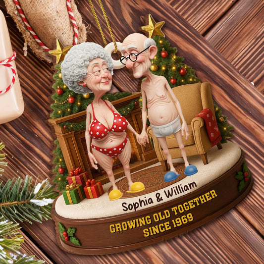 Growing Old Together, Elderly Couple Ornament