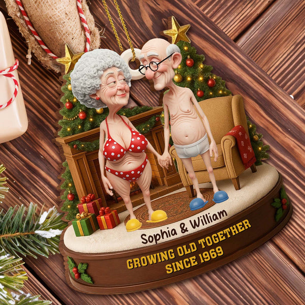 Growing Old Together, Elderly Couple Ornament