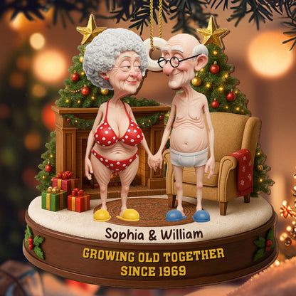 Growing Old Together, Elderly Couple Ornament