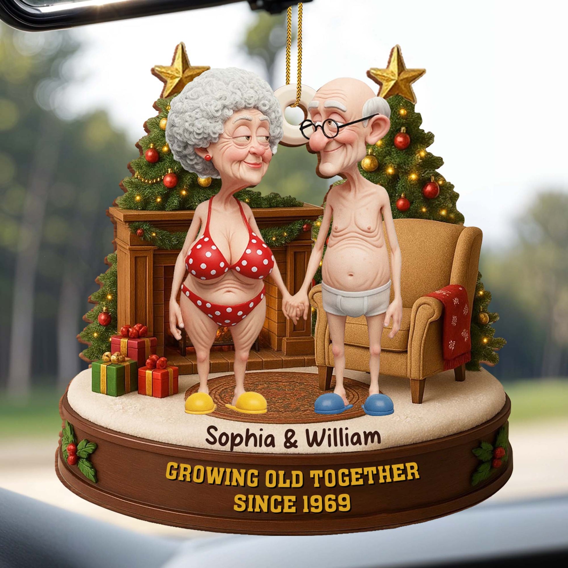 Growing Old Together, Elderly Couple Ornament