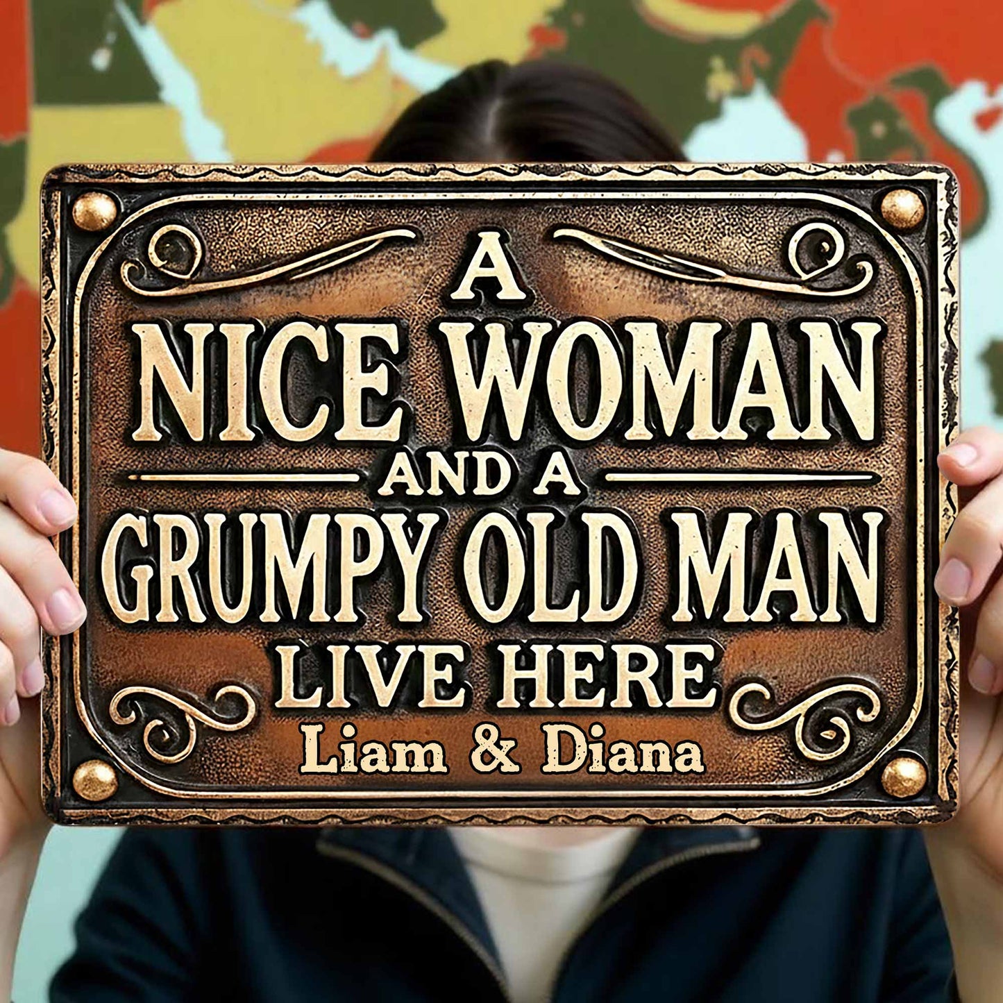 A Nice Woman And A Grumpy Old Man Live Here Sign