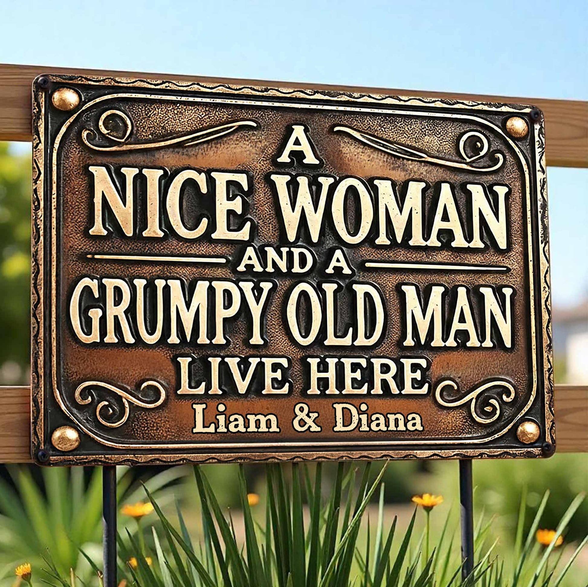 A Nice Woman And A Grumpy Old Man Live Here Sign