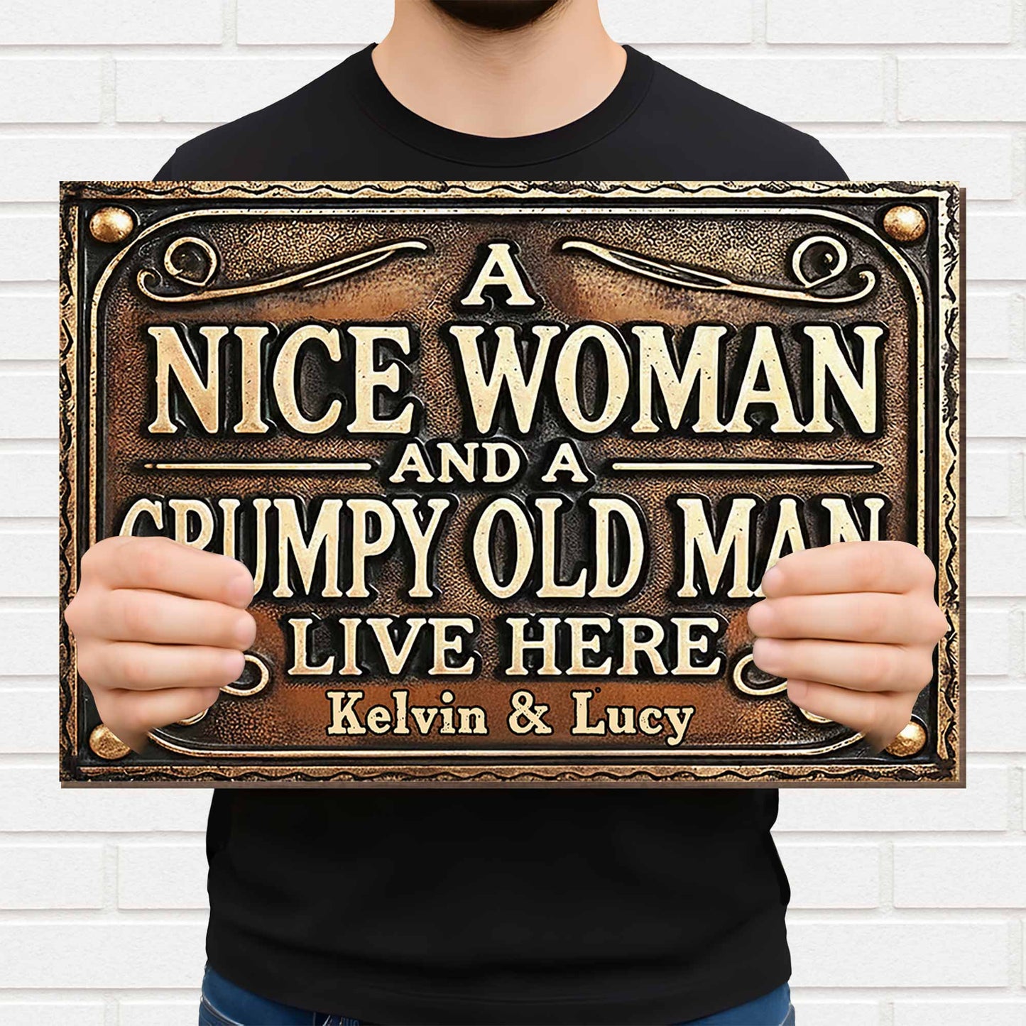 A Nice Woman And A Grumpy Old Man Live Here Sign