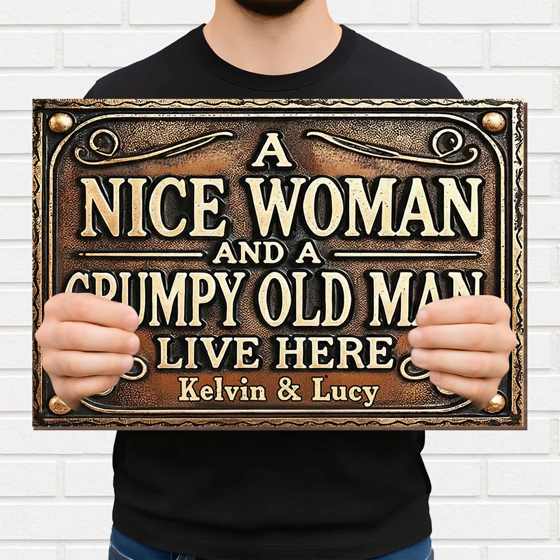 A Nice Woman And A Grumpy Old Man Live Here Sign