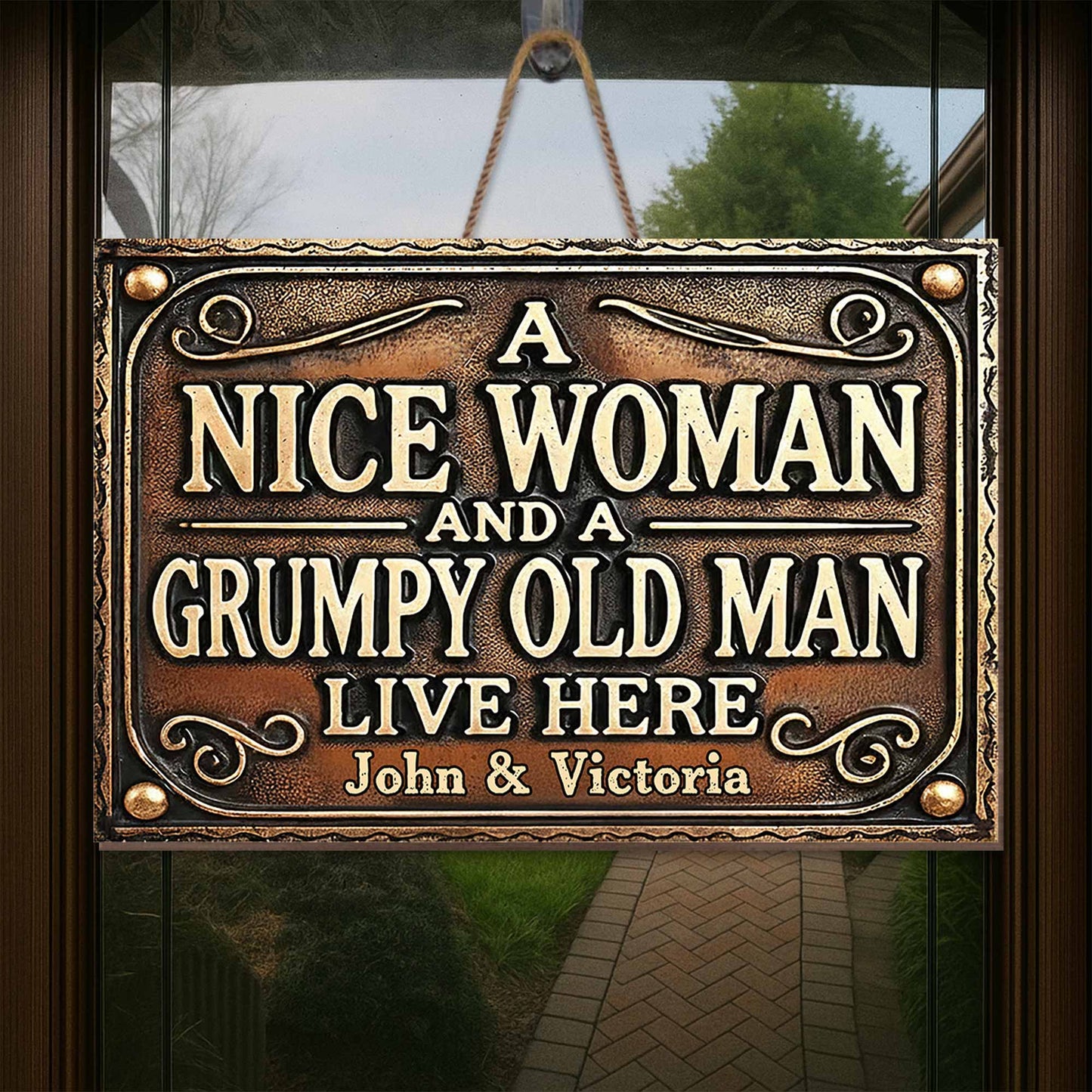 A Nice Woman And A Grumpy Old Man Live Here Sign