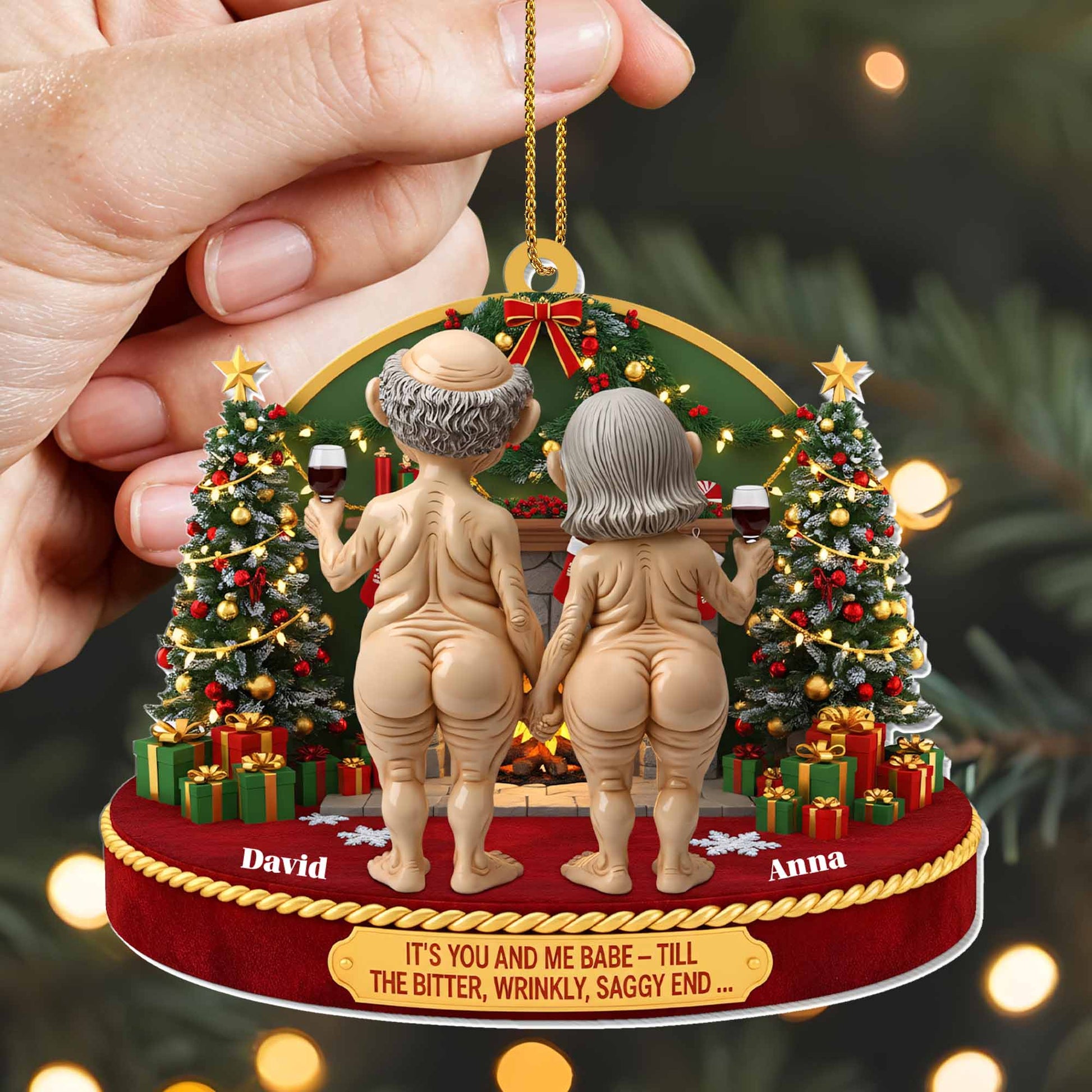 It's You And Me Babe, Elderly Couple Christmas Ornament
