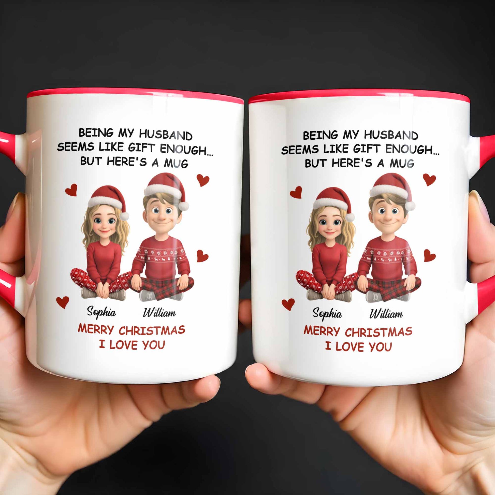 Merry Christmas I Love You, Couple With Santa Hats