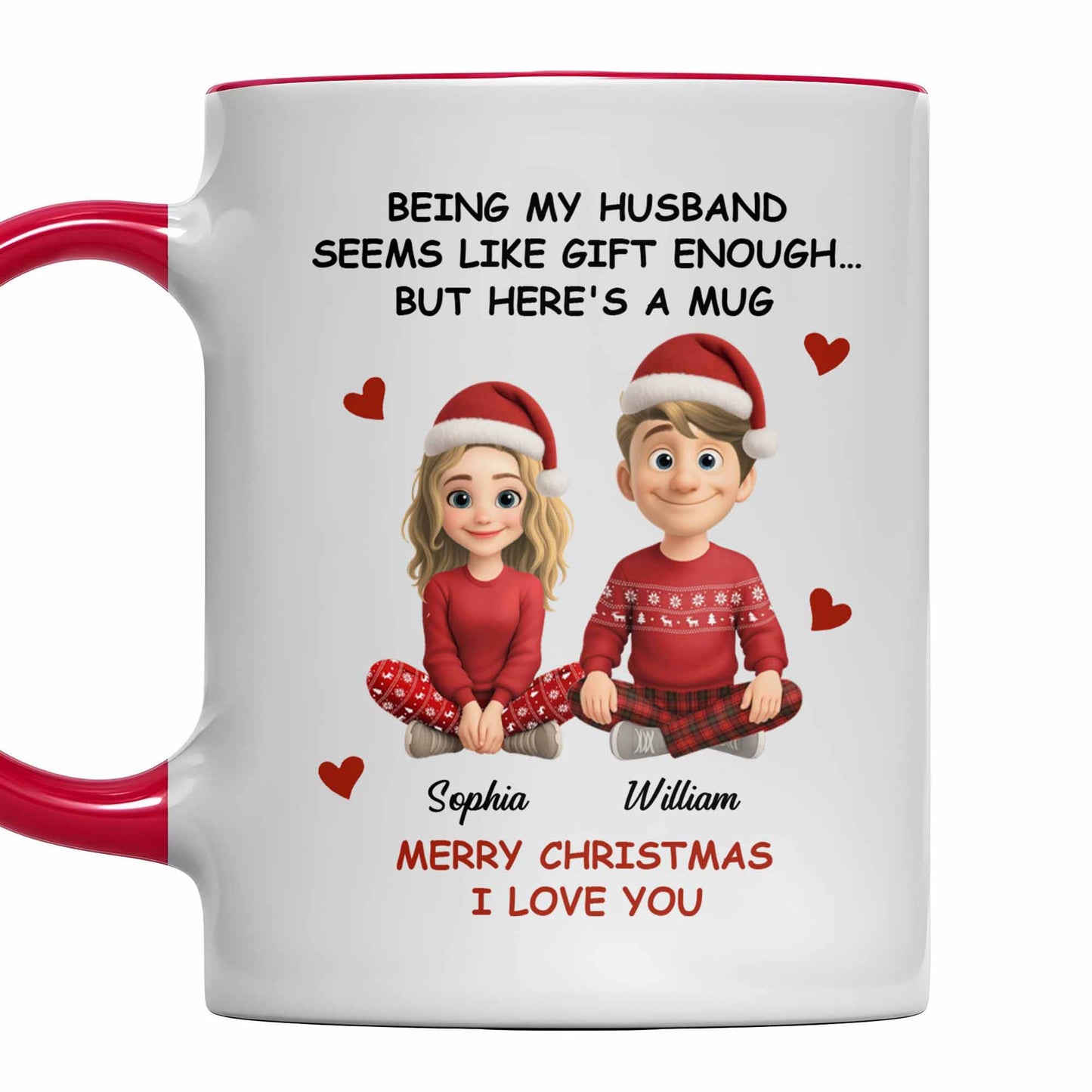 Merry Christmas I Love You, Couple With Santa Hats