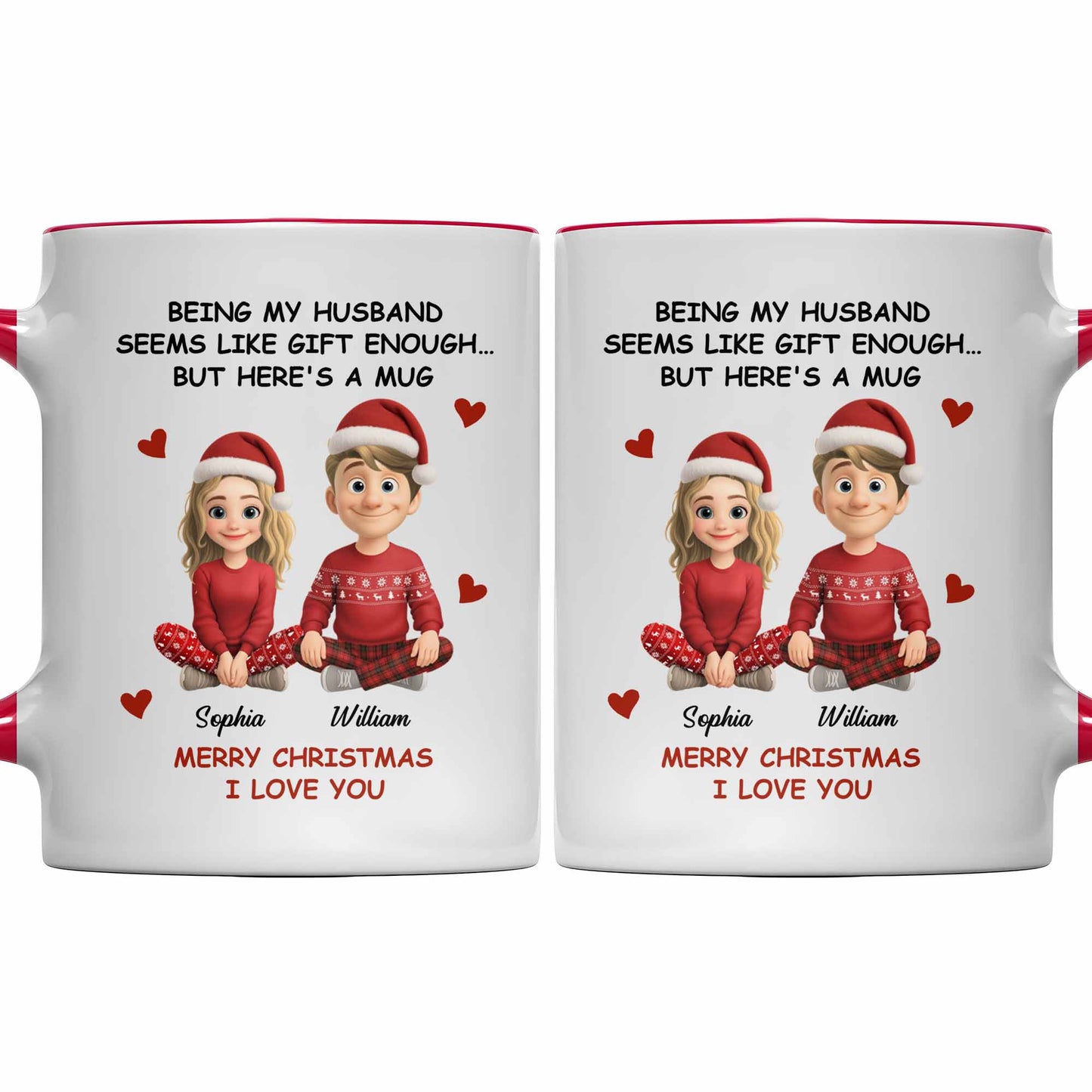 Merry Christmas I Love You, Couple With Santa Hats