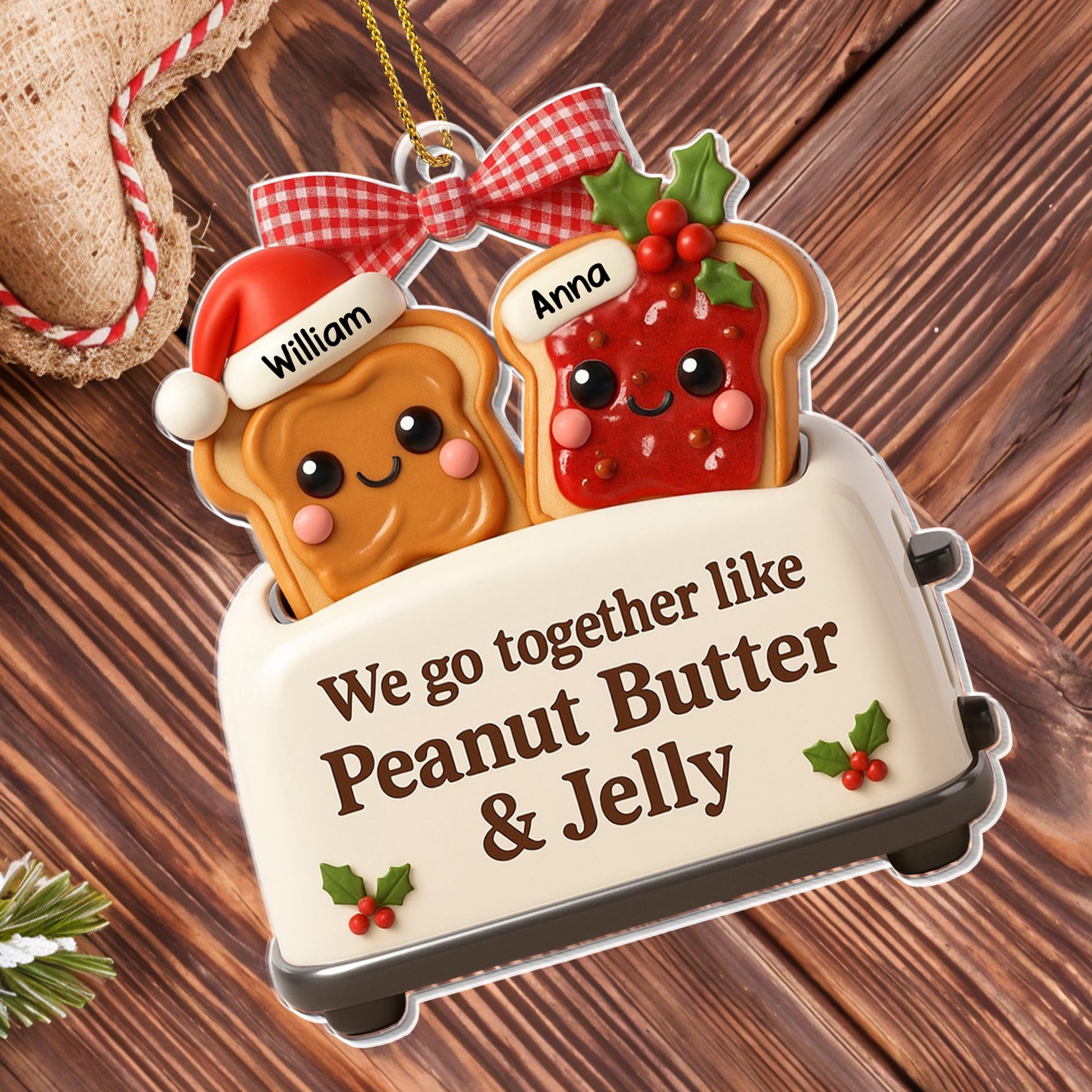 We Go Together Like Peanut Butter & Jelly Toast Ornament