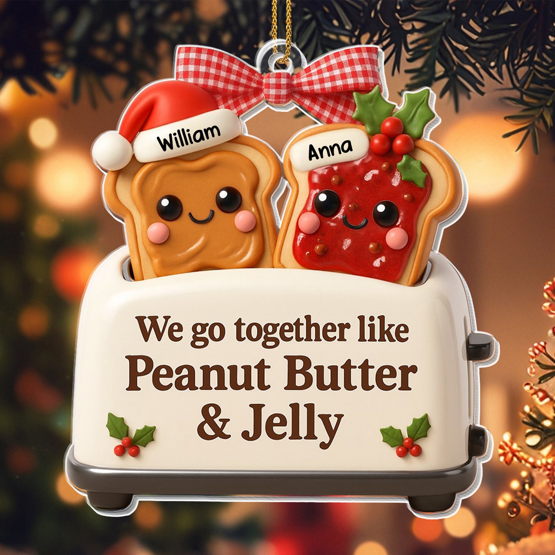 We Go Together Like Peanut Butter & Jelly Toast Ornament