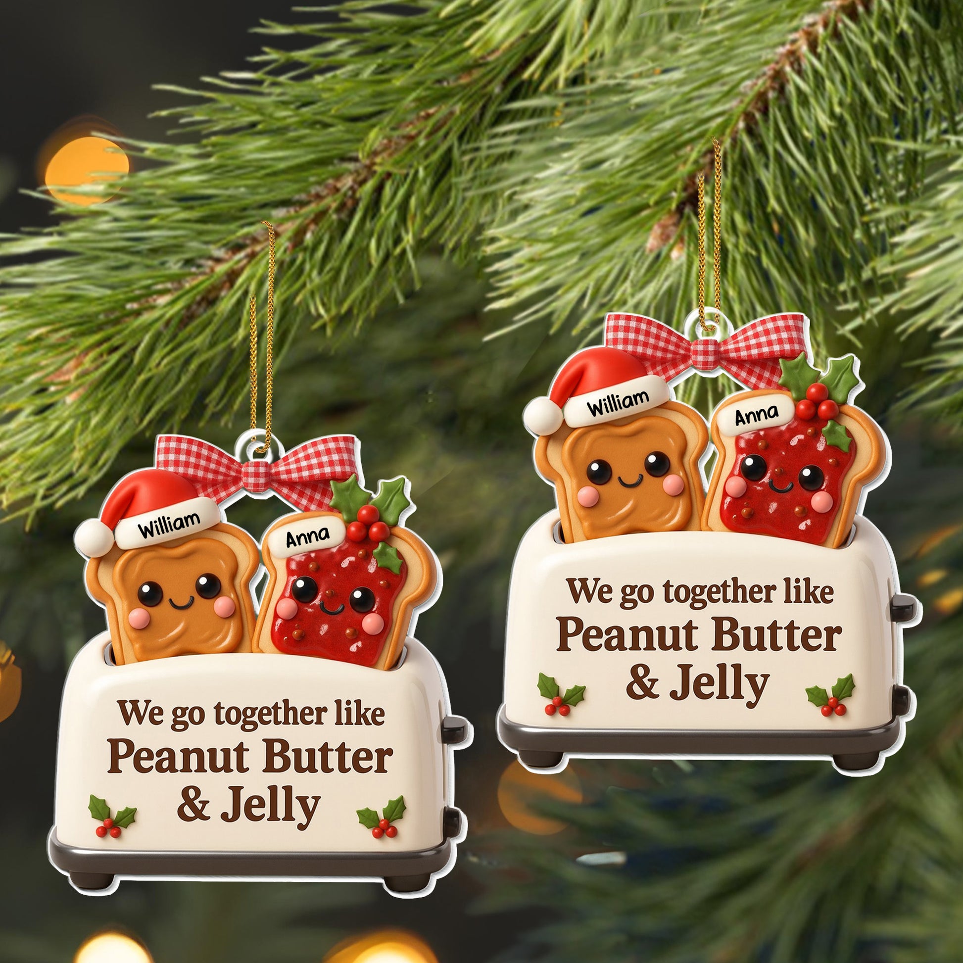 We Go Together Like Peanut Butter & Jelly Toast Ornament